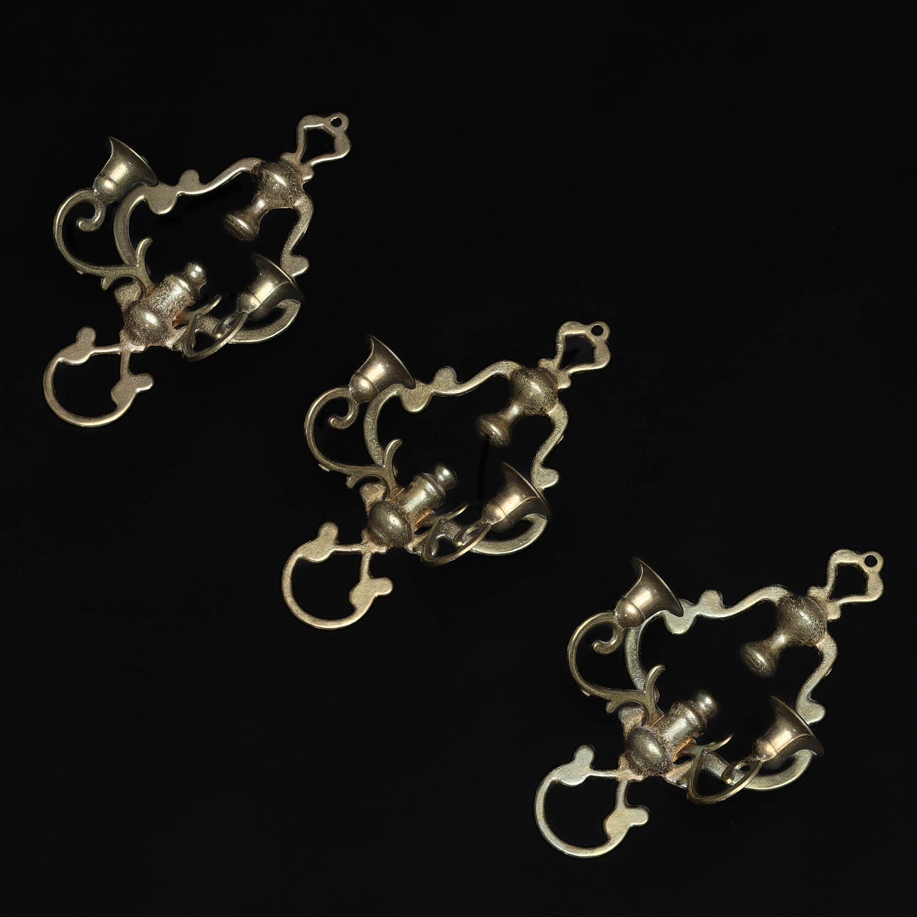 LAMPETTER, 3 delar, mässing, 1900-tal.