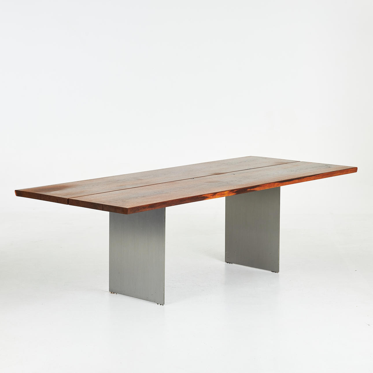 JACOB PLEJDRUP. Table, “Tree Table”, numbered 054, solid oak/smoked oak, lacquered steel base, dk3, Denmark, contemporary.