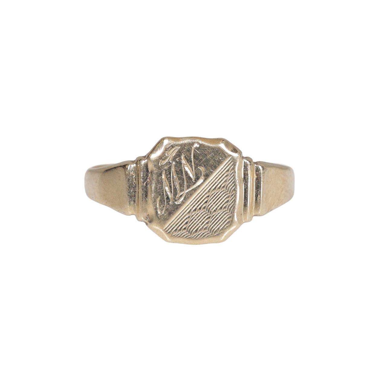 9CT GOLD VINTAGE SIGNET RING.