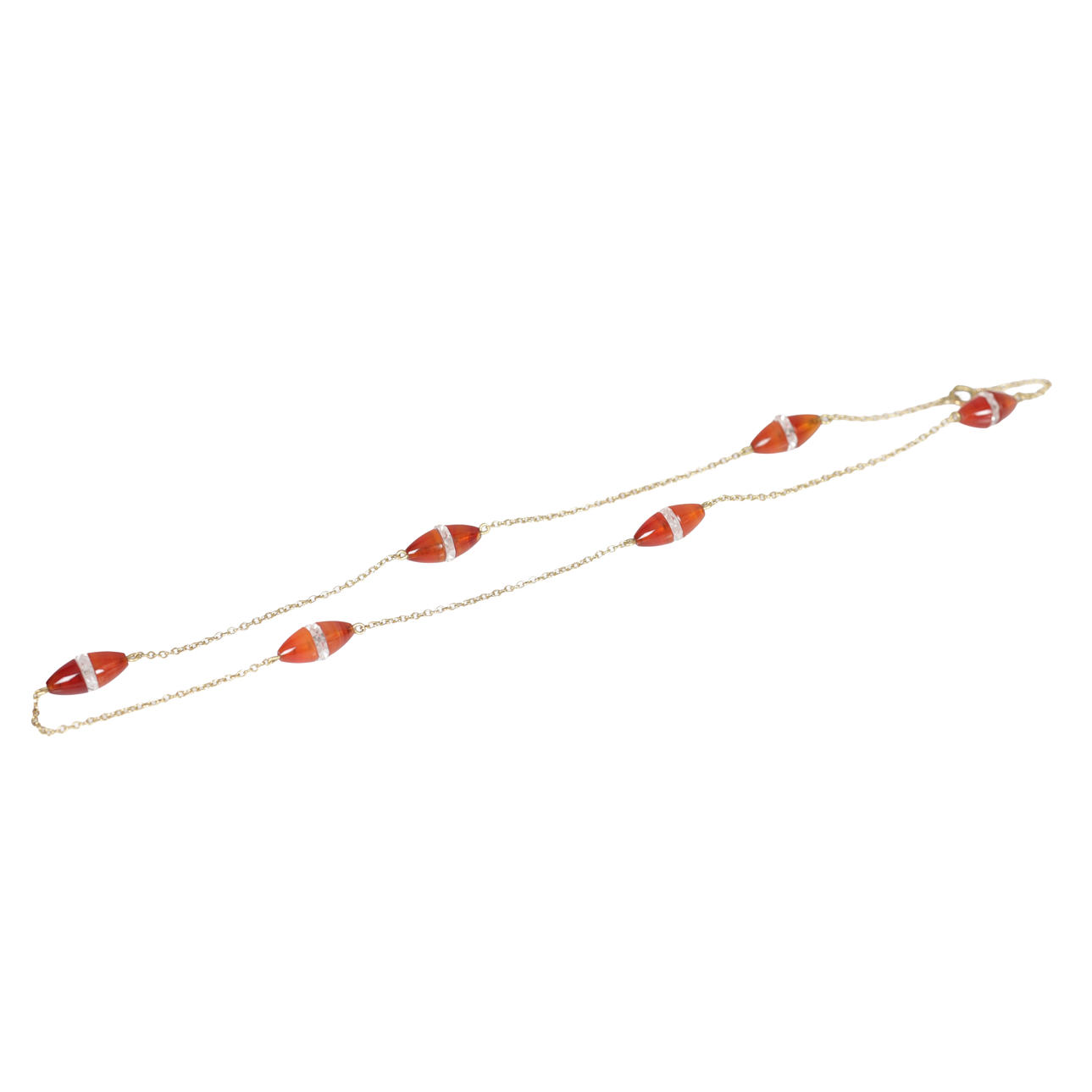 A VINTAGE AGATE STATION NECKLACE.