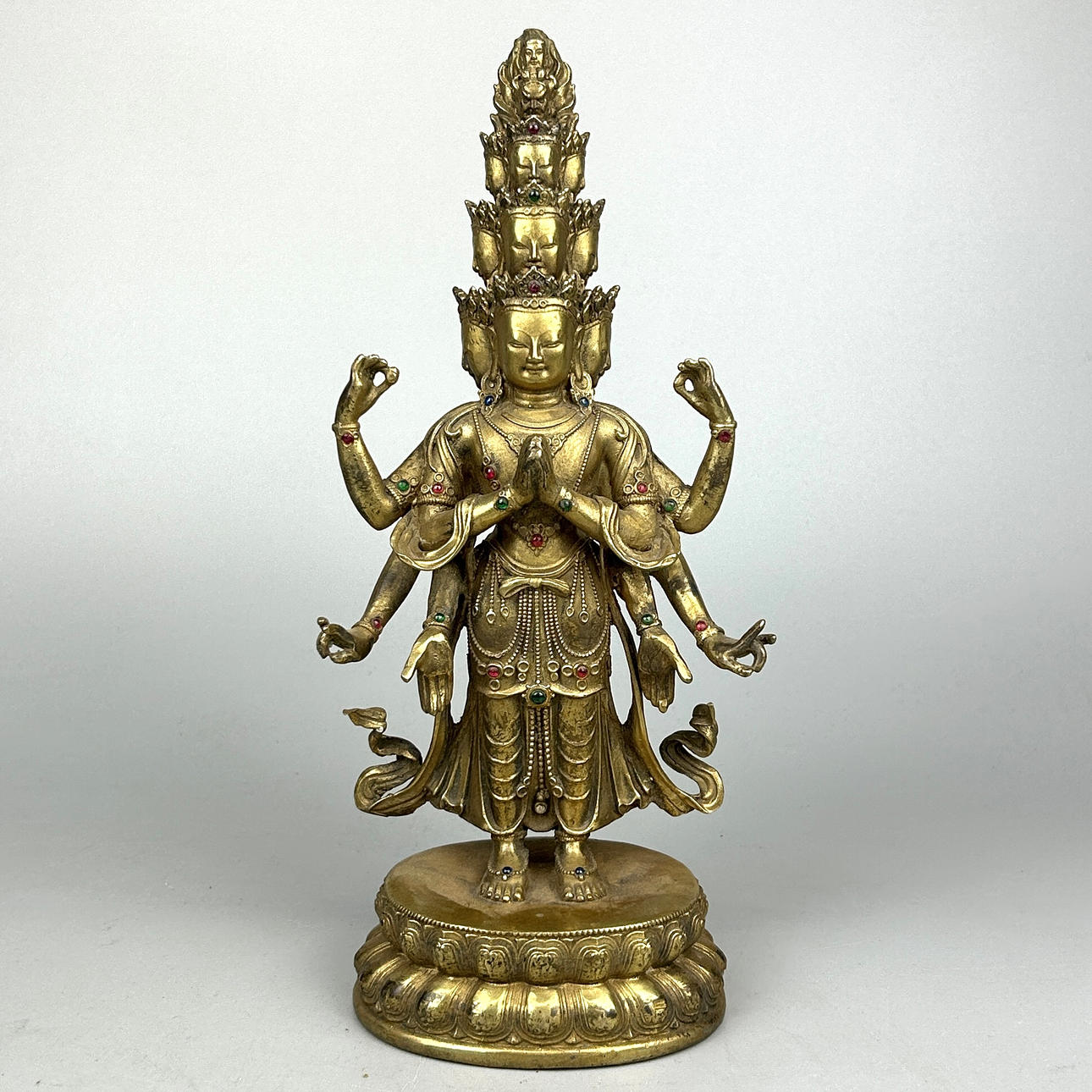 TIBETAN GILT BRONZE AVALOKITESHVARA.