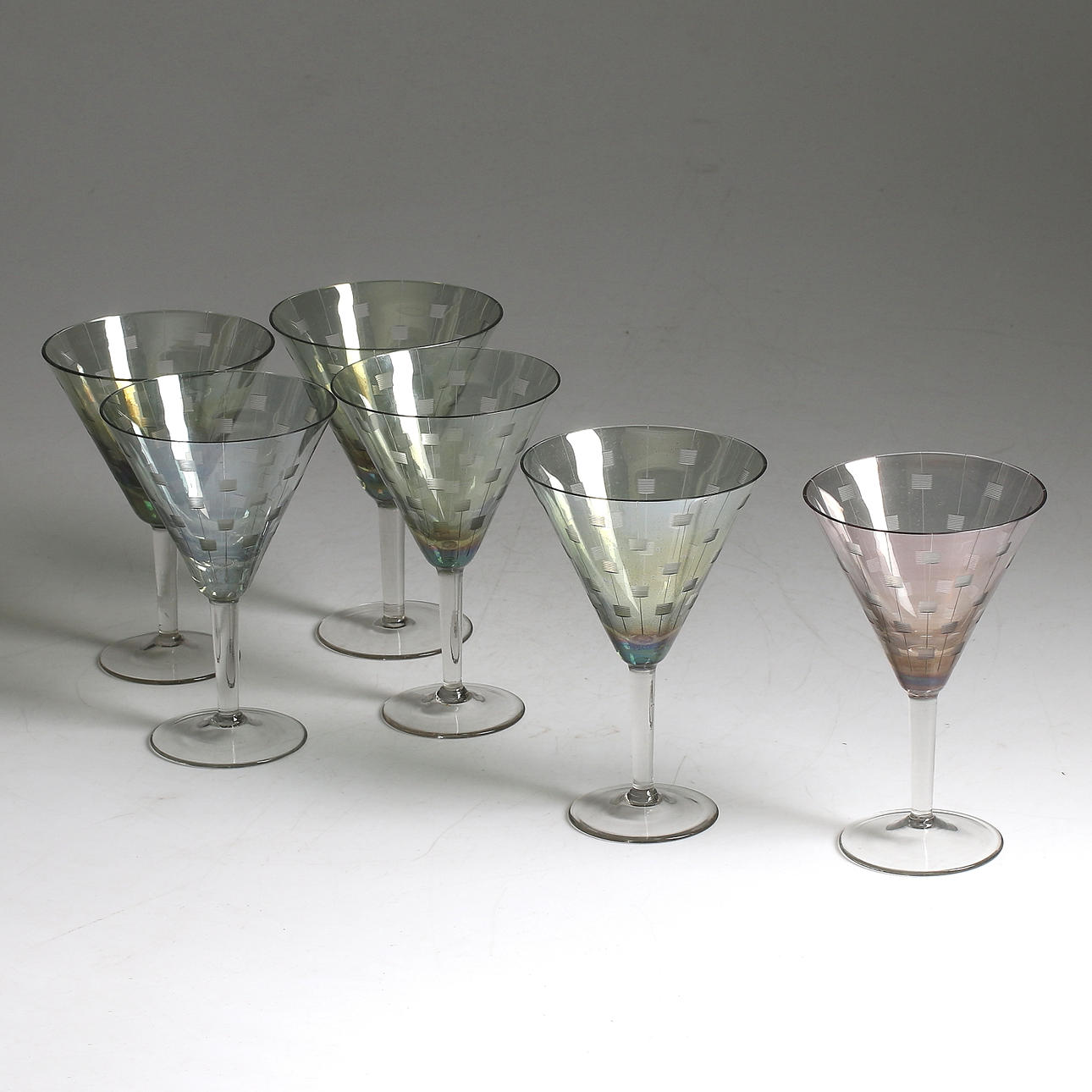 COCKTAILGLAS, 6 st, Johansfors glasbruk, 1900-talets mitt.