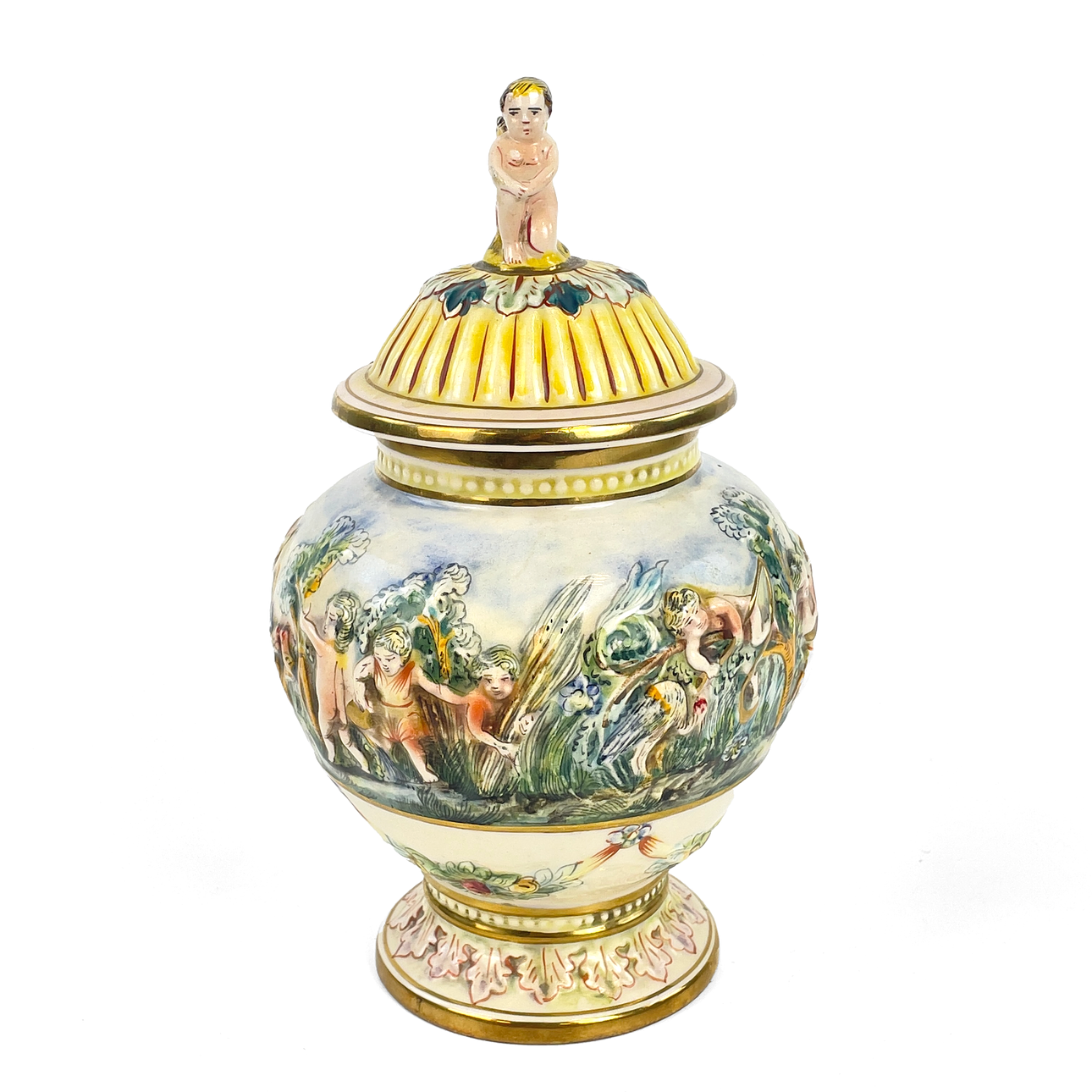 LOCKURNA. Porslin, Capodimonte, Italien, 1900-tal.