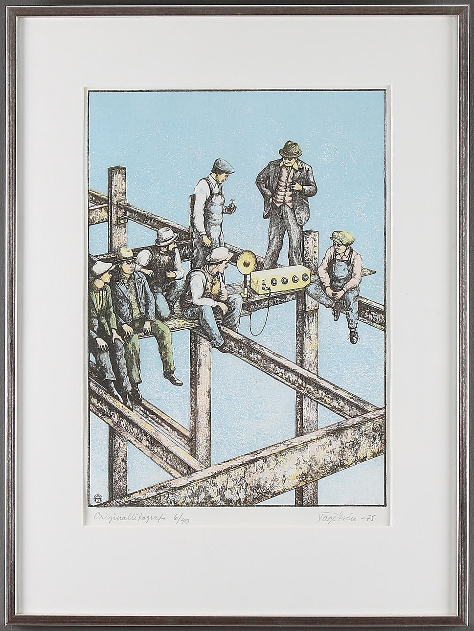 TAGE ÅSEN. Radiopaus, färglitografi, signerad, numrerad 6/40 och daterad -75.