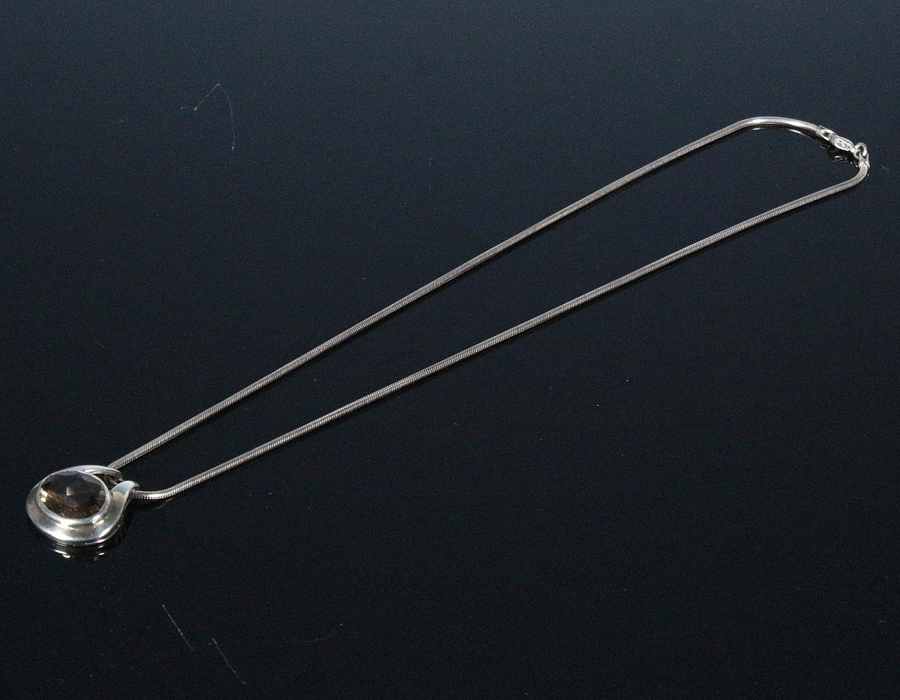 necklace with smoky quartz, 925 silver.