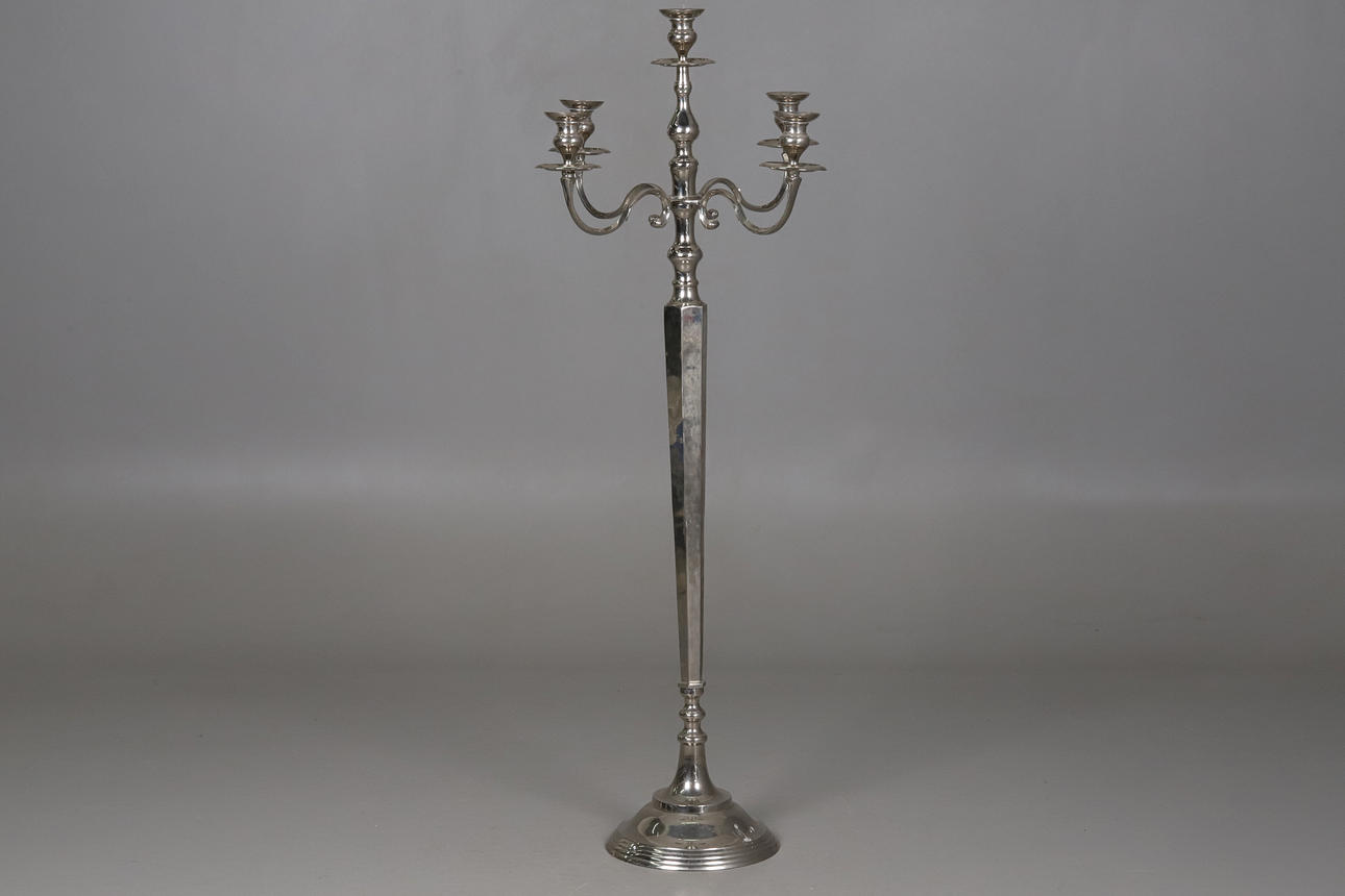 LARGE FLOOR CANDELABRA. White metal, contemporary.