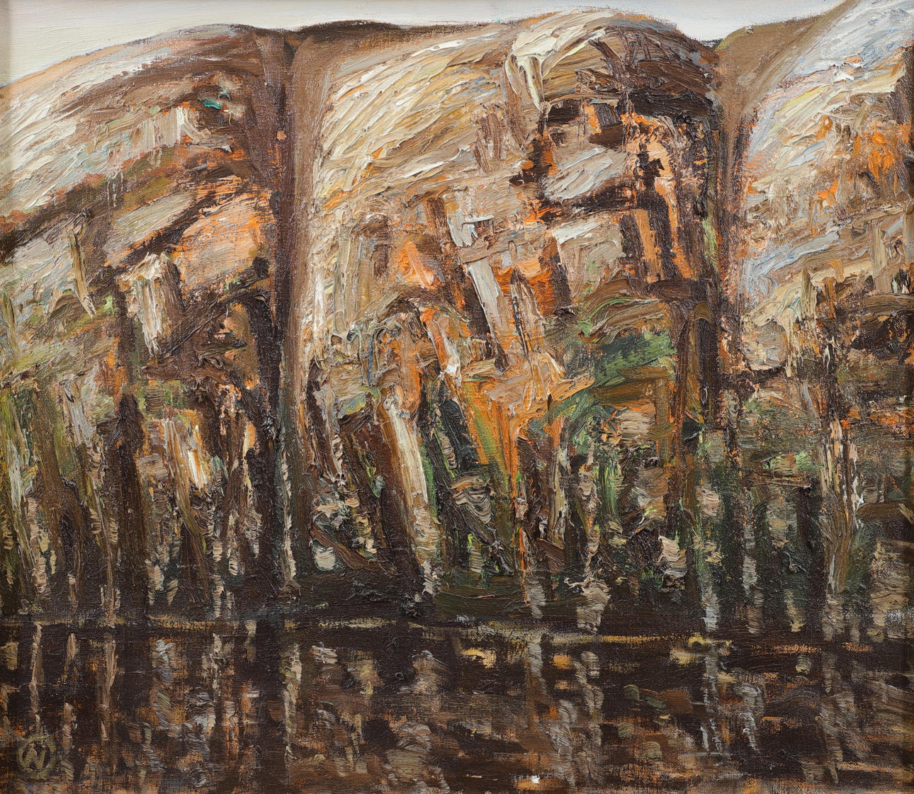 NILS OLSSON. Mountainside, oil on canvas, signed.