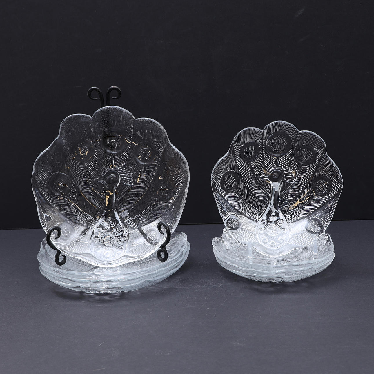 LARS HELLSTEN. Tableware parts 8pcs “Peacock” Orrefors.