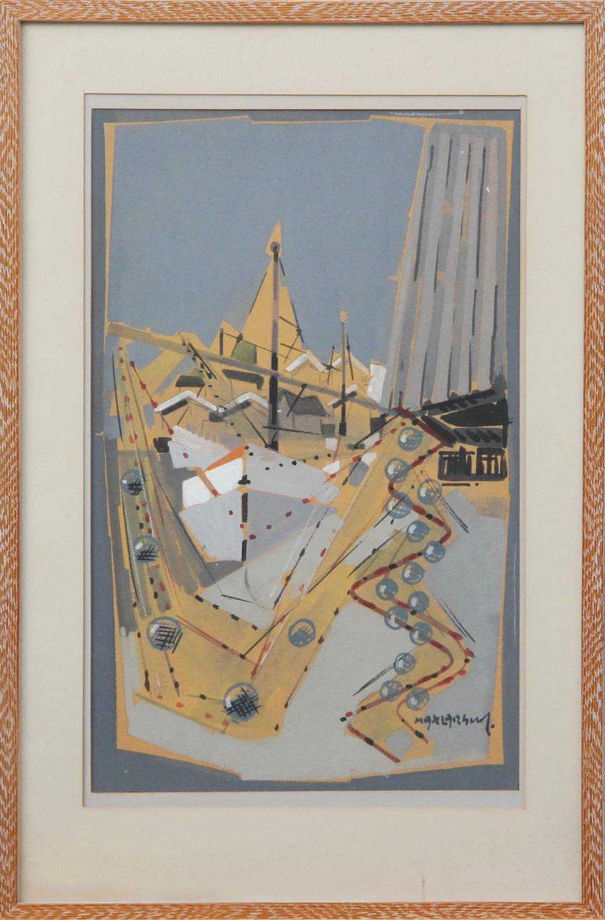 MAX LARSEN. GOUACHE, signed.