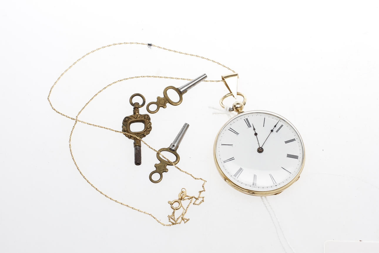 FICKUR, 18k guld, samt kedja, 18k, (kedja vikt ca 2,3 gr).