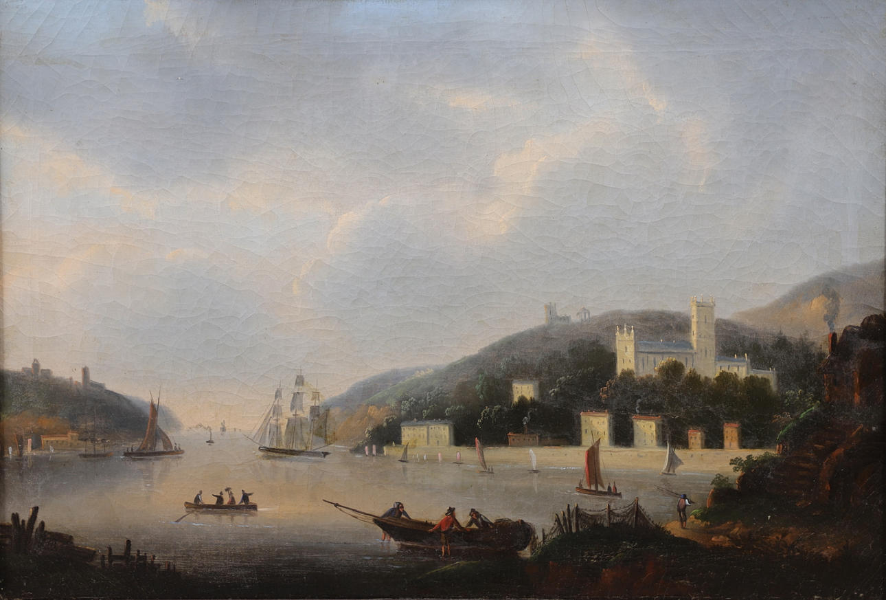 OIDENTIFIERAD KONSTNÄR. “Don Perro's Schloss in den Hafe von Lisboa ...