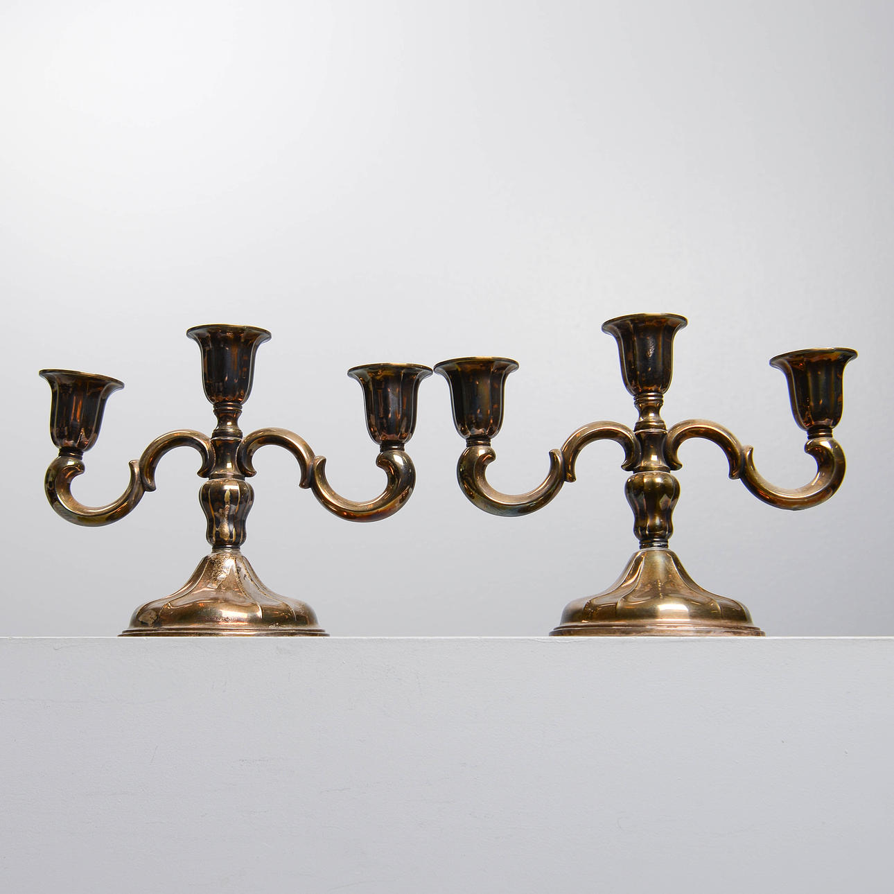 Two silver candelabras, Norway, 20th century.