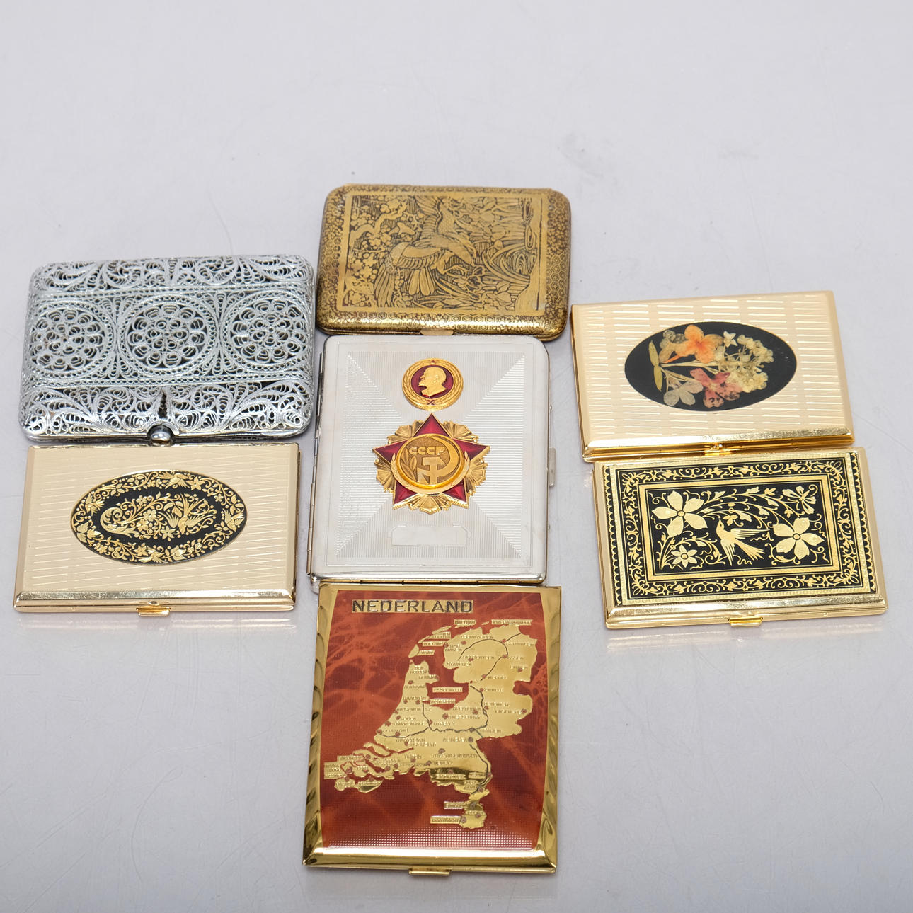 CIGARETTE CASES, 7 pieces, cigarette cases.