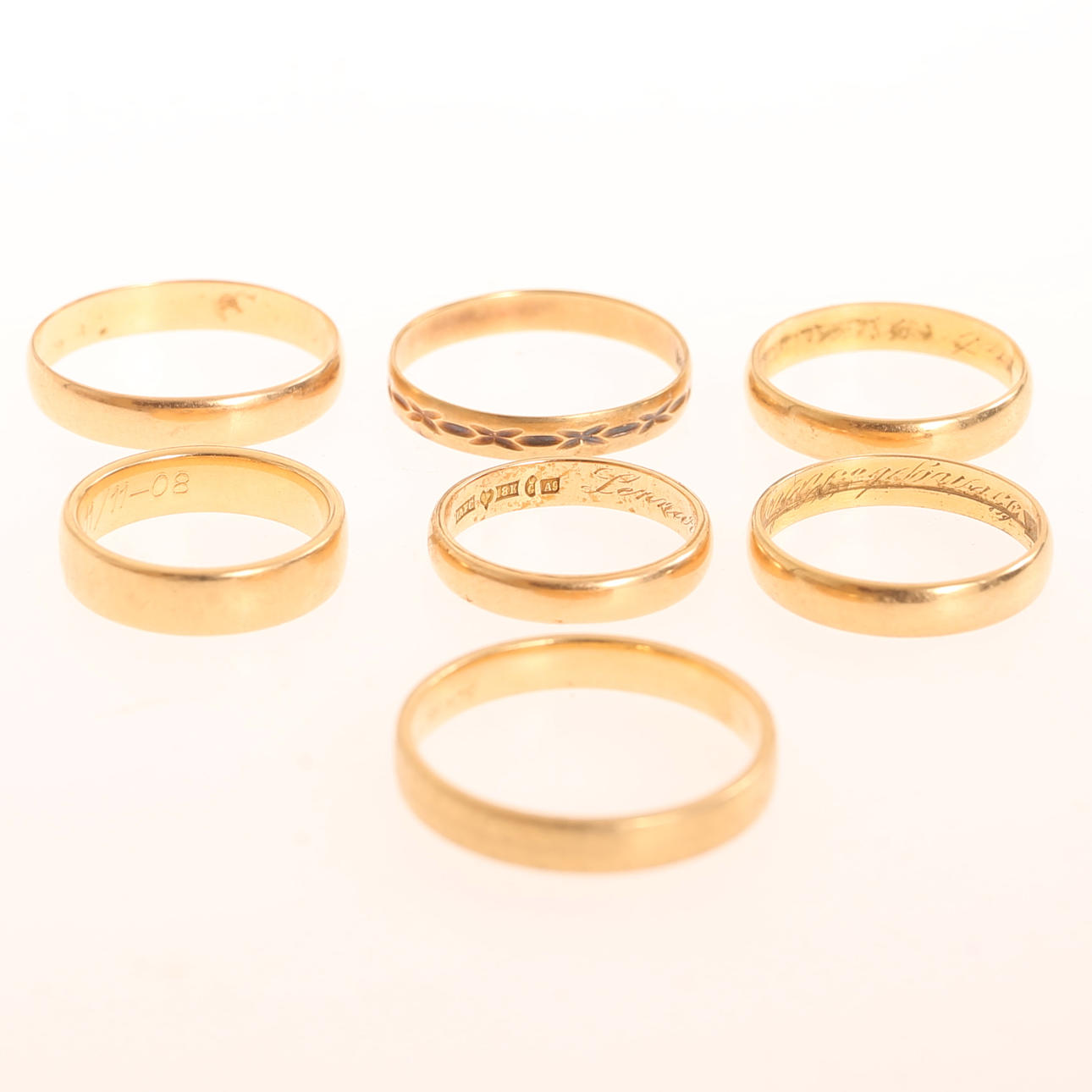 RINGAR, 7 stycken, 18k guld.