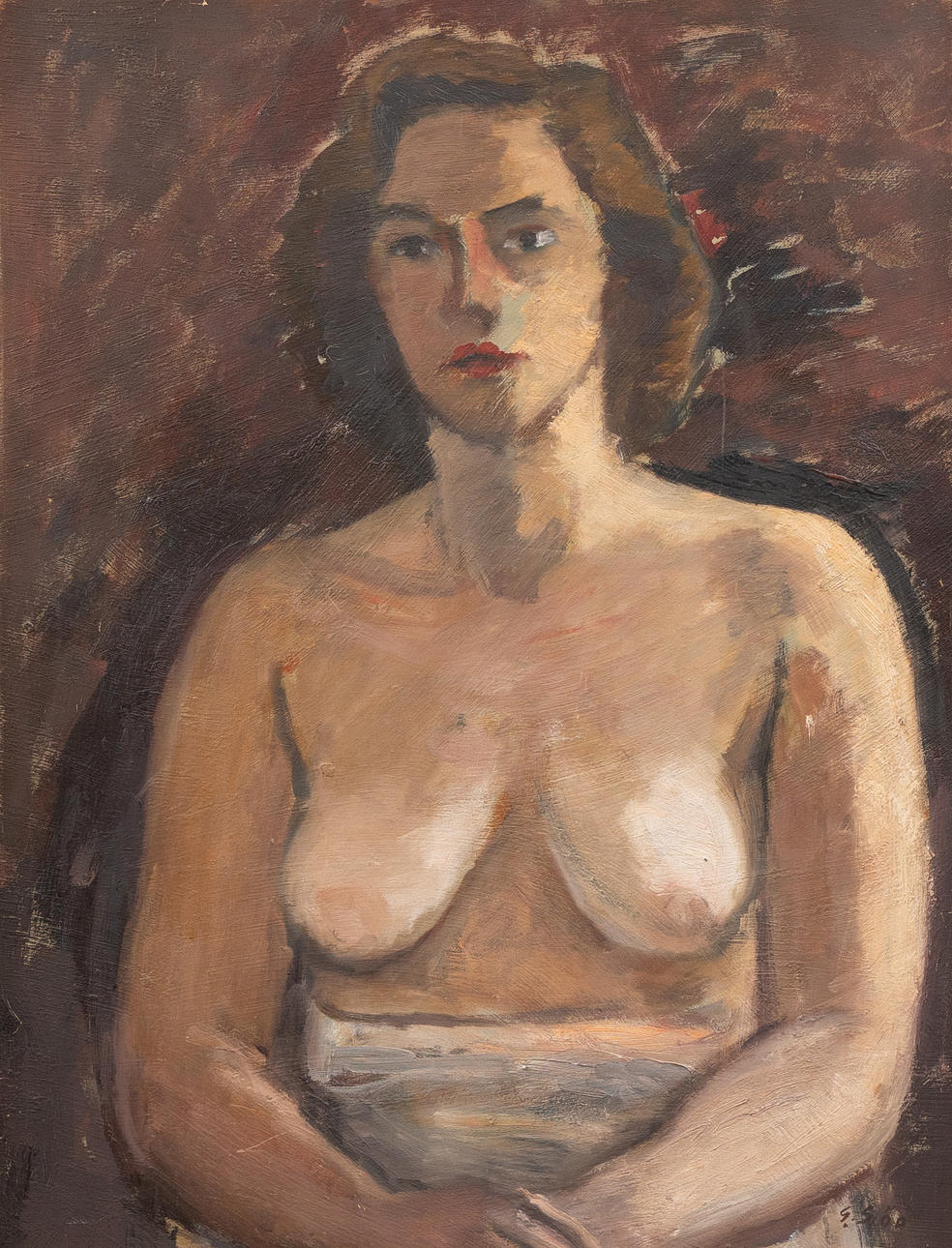 GUSTAF SJÖÖ (1902-1969). Model, oil on panel, signed.