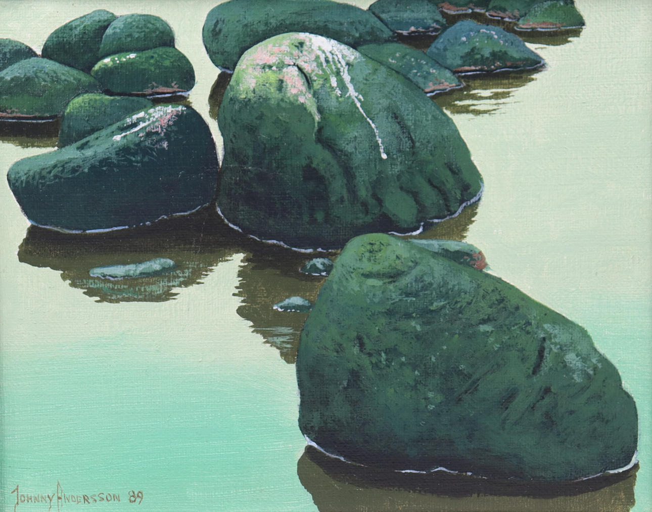JOHNNY ANDERSSON. oil on canvas, stones.
