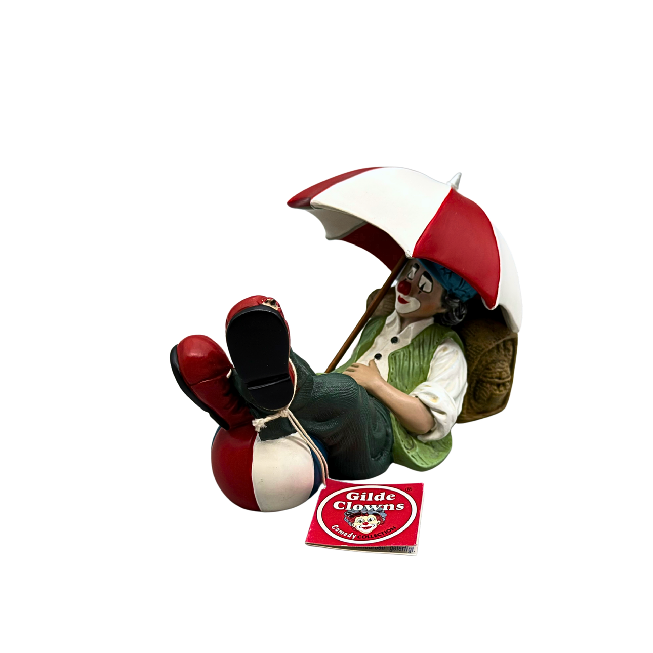 GUILD CLOWN WITH PARASOL, COMEDY COLLECTION, HANDMADE.