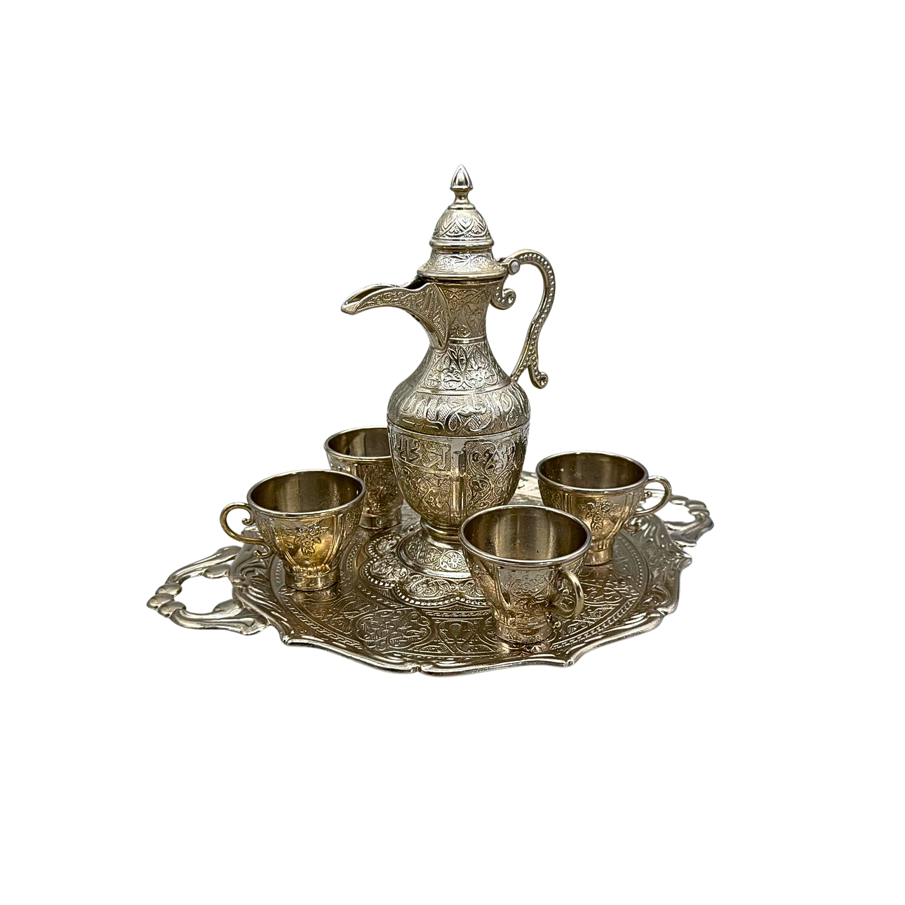 AKMETAL TEA SERVICE, TURKISH, HALLMARKED.