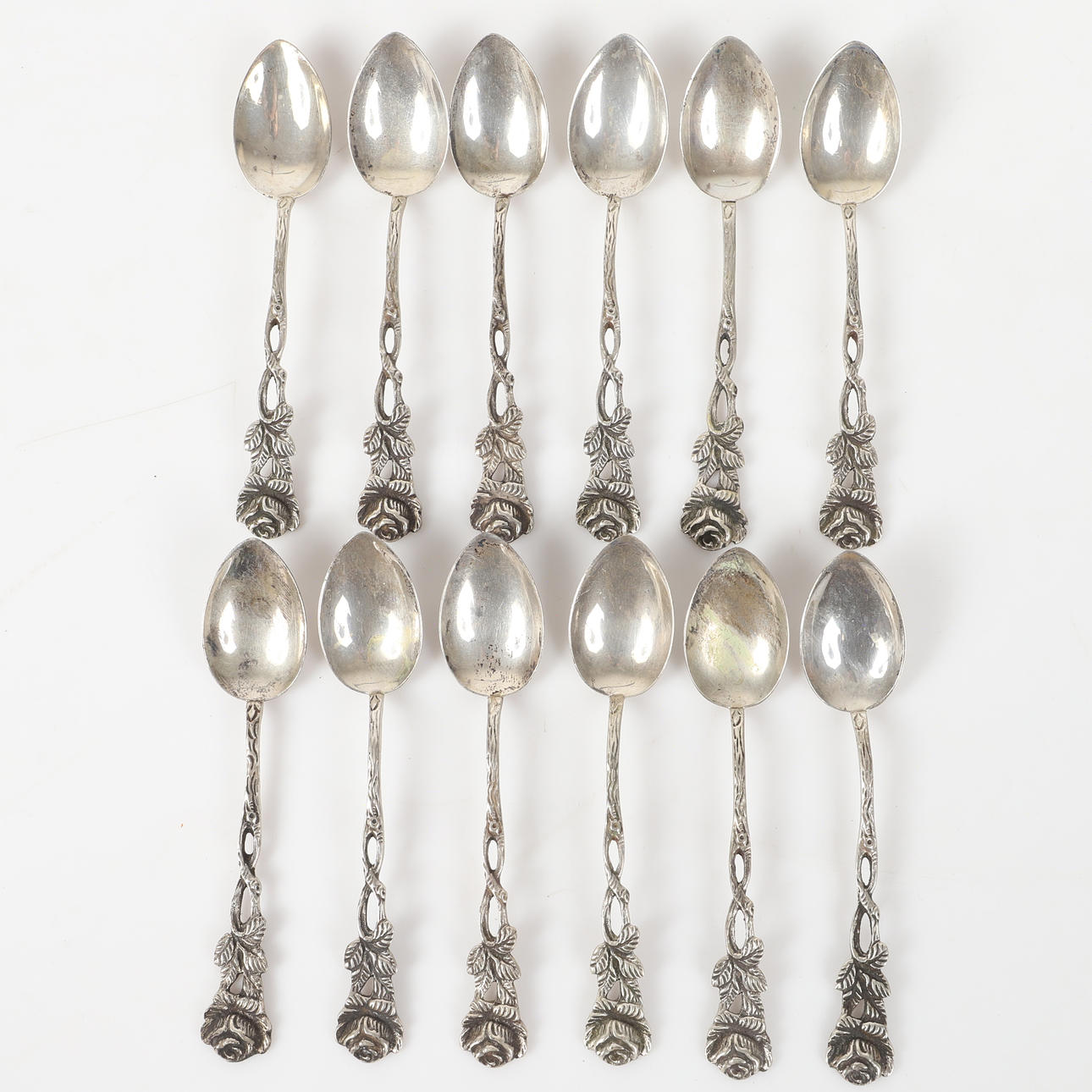 COFFEE SPOONS, 12 pieces, “Rosen”, silver.