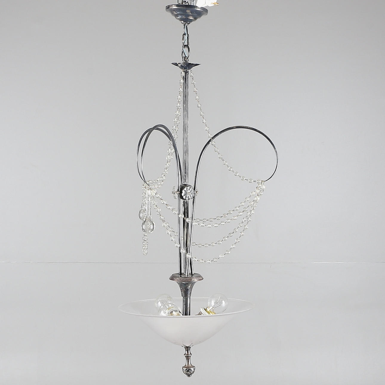 TAKPLAFOND, glas/metall, med prismor, 1900-tal.