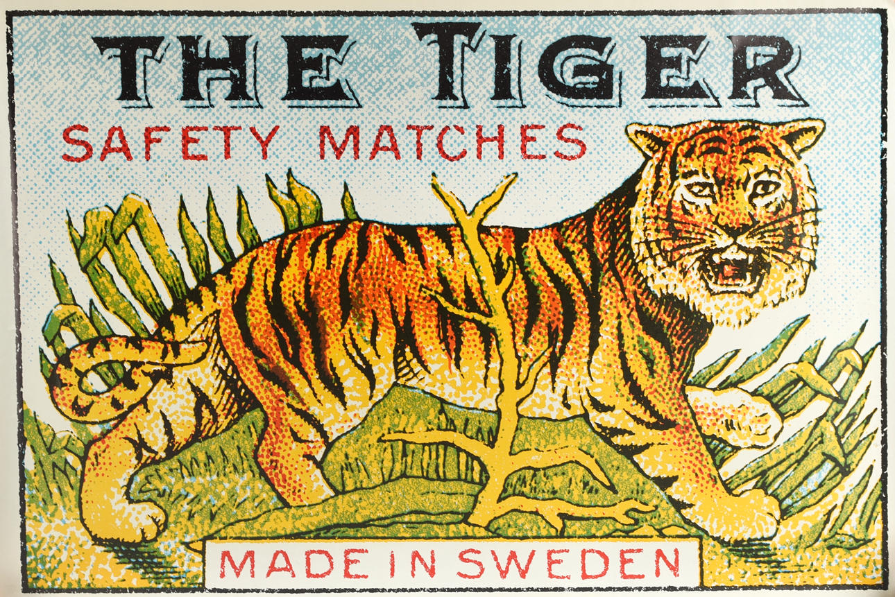 AFFISCH, Tiger Safety matches.