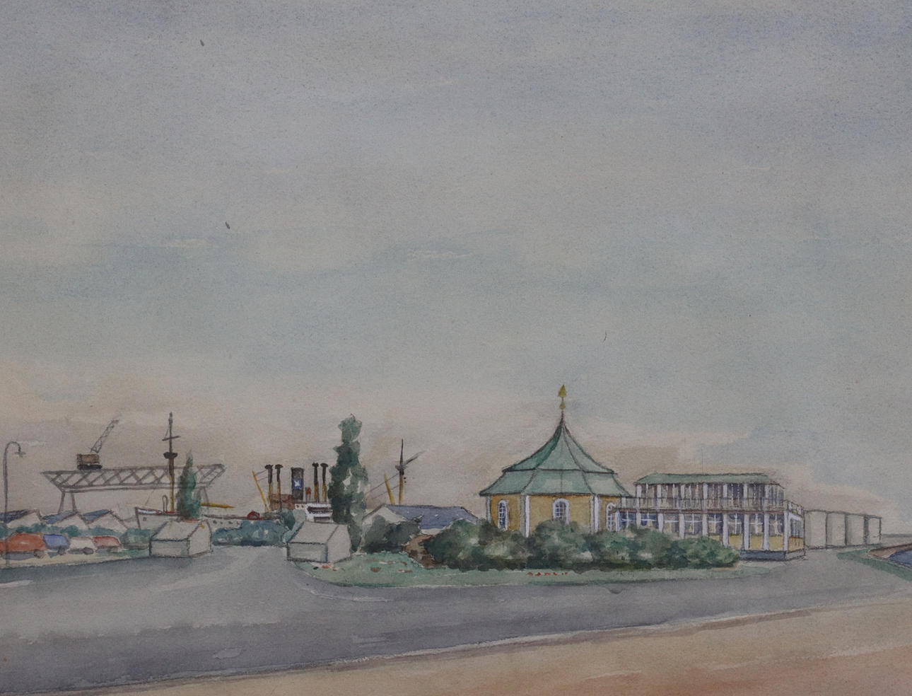 ERIK MATTSSON. Trelleborg, akvareller, 5 st.