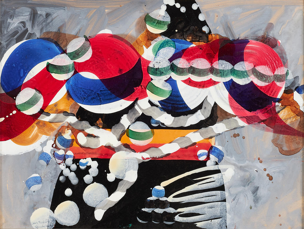 CARL FREDRIK REUTERSWÄRD. Composition, mixed media on panel, signed.
