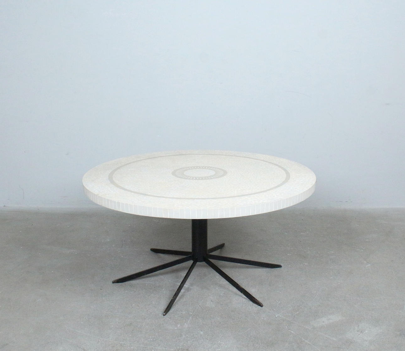 Mid-century round tile table from the 1970s.