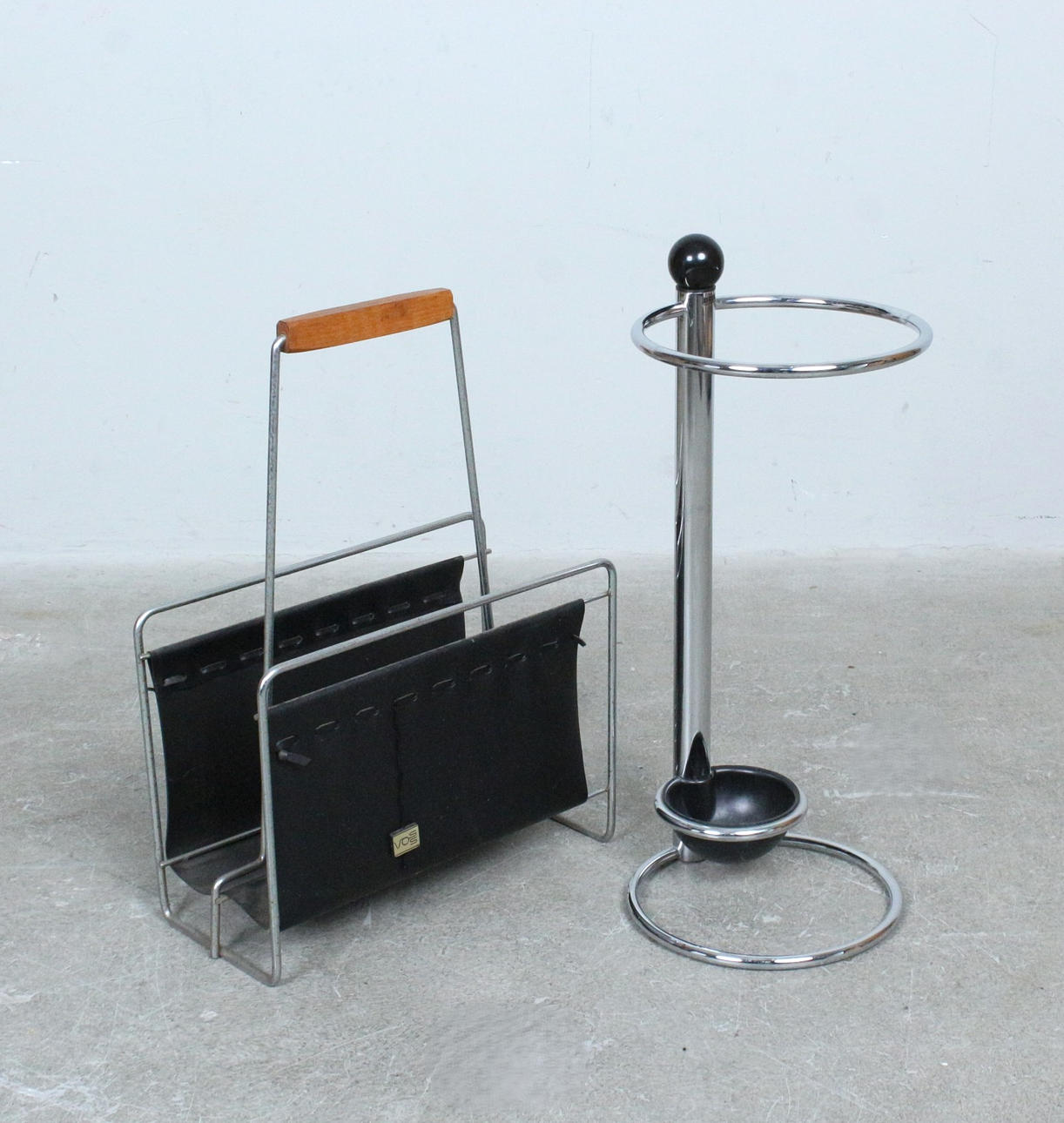 1970s umbrella rack and magazine rack.