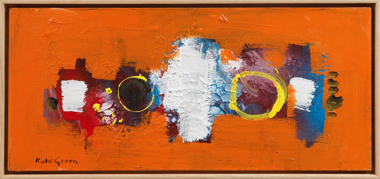 KULO GREEN. Composition, oil on panel, signed.