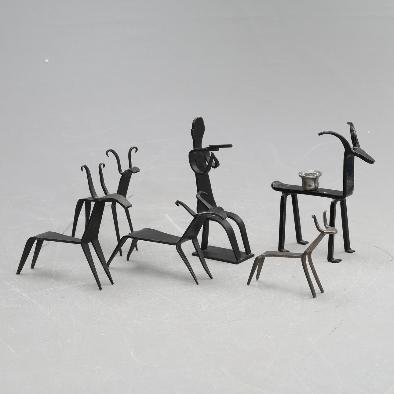 SCULPTURES, wrought iron, 6 pieces.