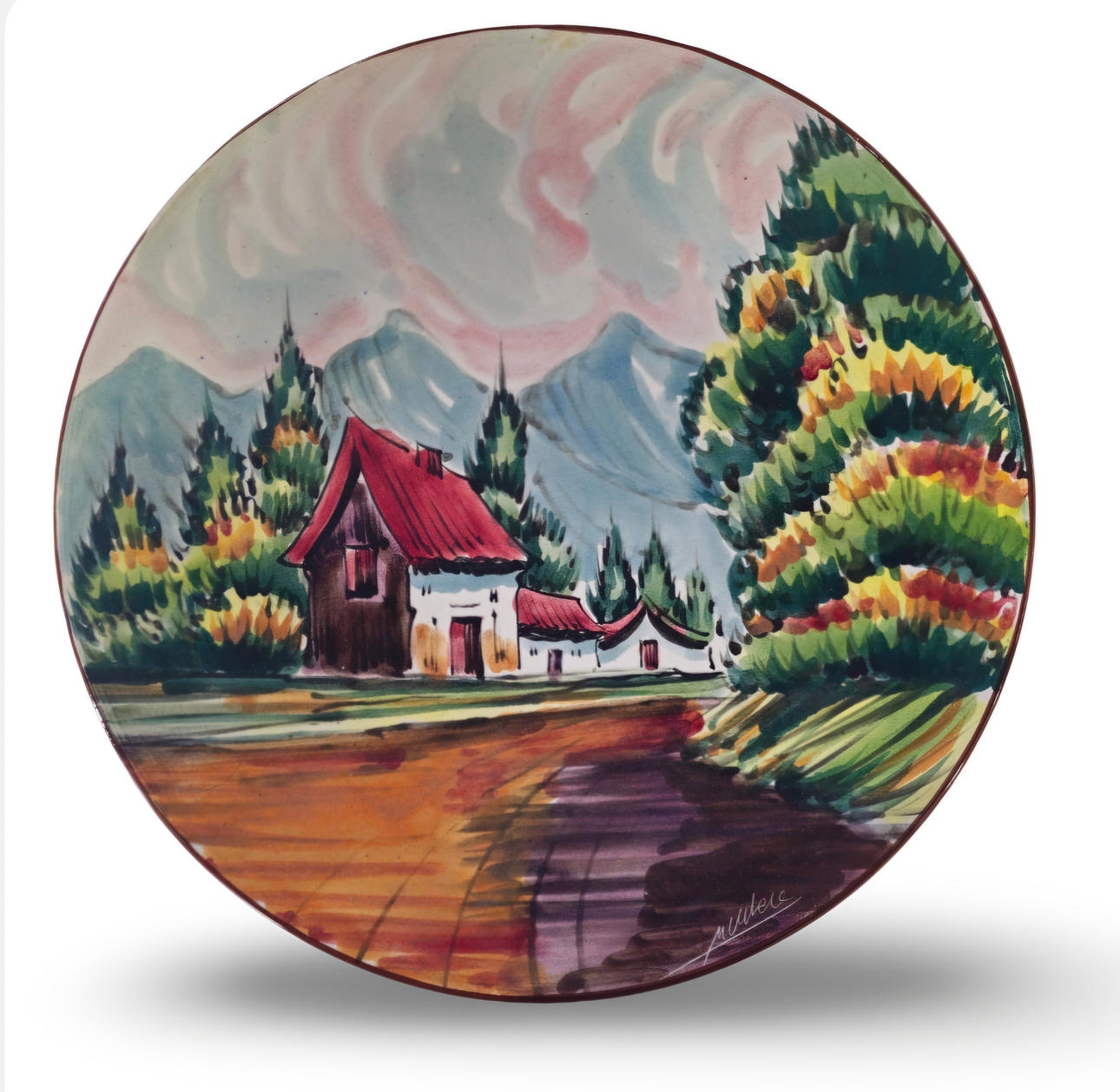 Ceramic decorative Dsih. Signed.