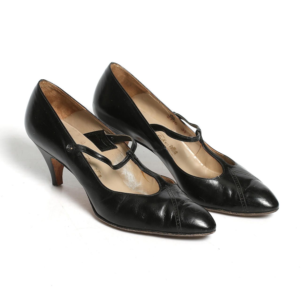 DAMSKOR, skinn, Löfsko Kunglig Hofleverantör, omkring sekelskiftet 18/1900. Strl 38.