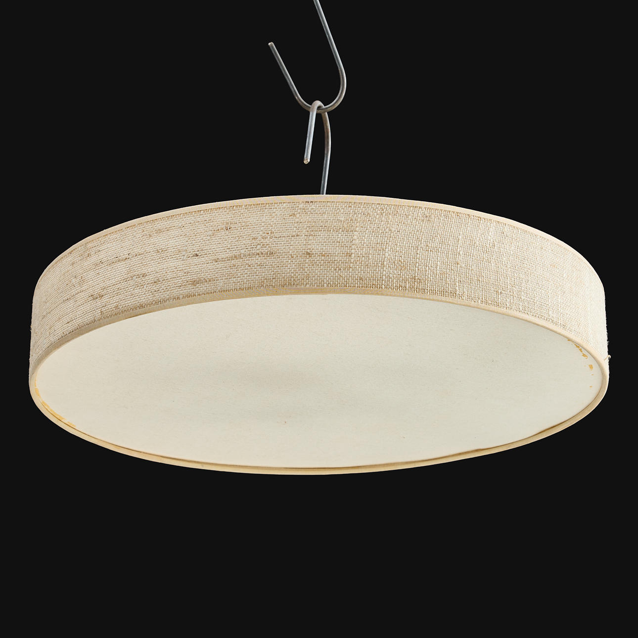 CEILING LAMP. plafond, 4 light points, textile. Mid 20th century.