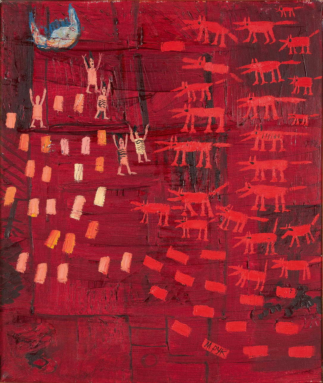 MADELEINE PYK. Figure composition, oil on canvas, signed.