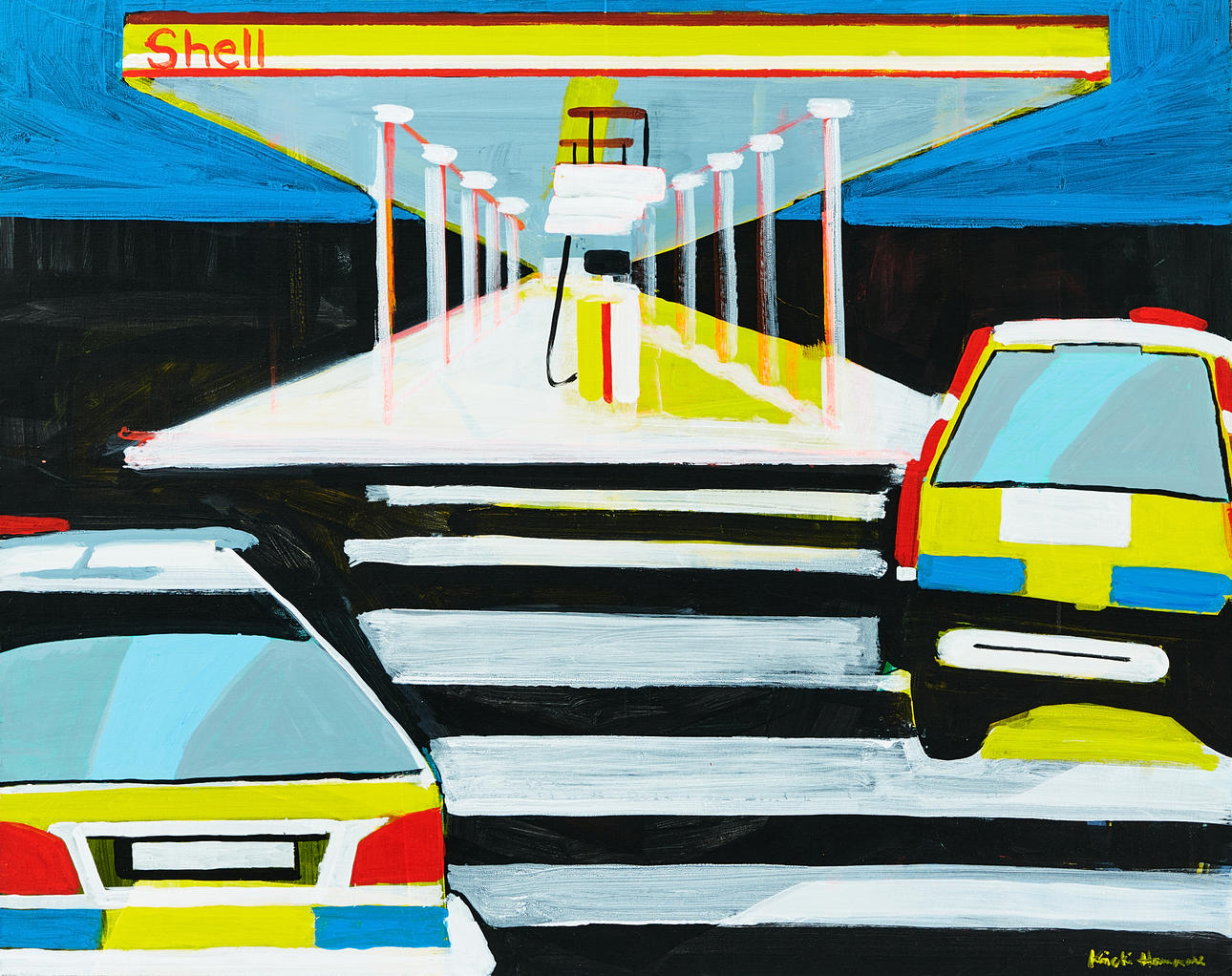 KICKI HAMMARE. “At the Shelltappen”, Acrylic on canvas, signed.