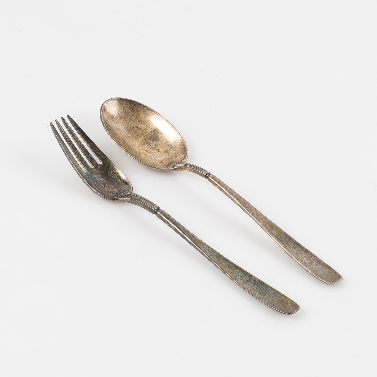 W & S. SØRENSEN. Gaffel & sked, sterlingsilver, Danmark.