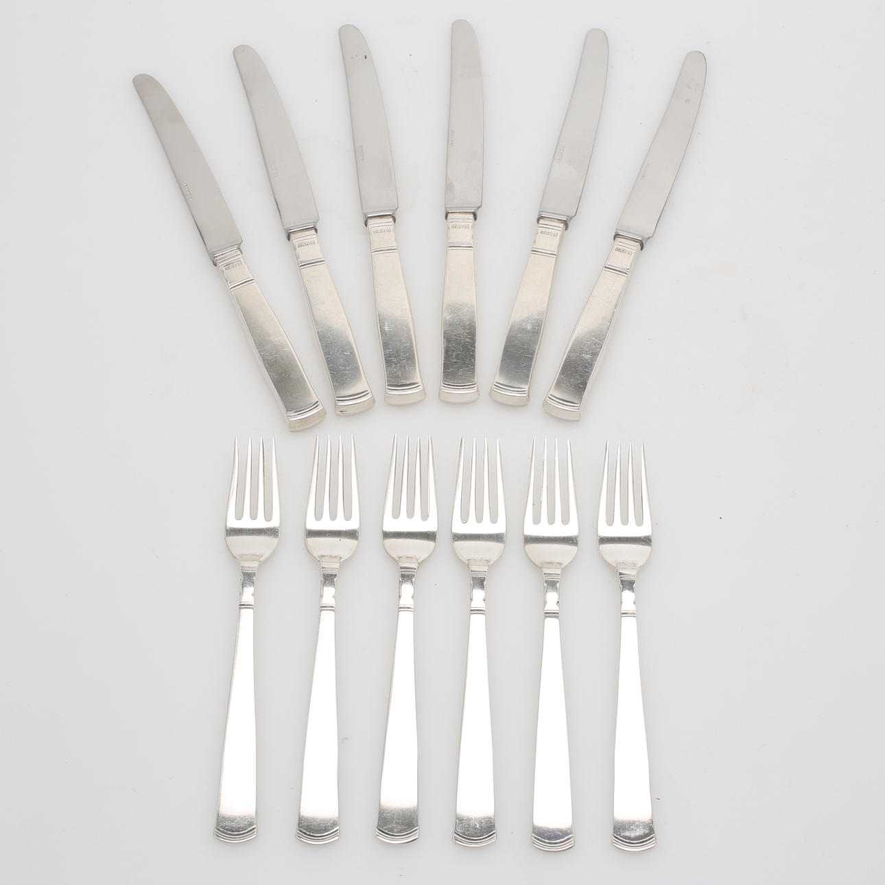FÖRRÄTTSBESTICK, 12 st, silver, "Rosenholm", total vikt 353 gram.