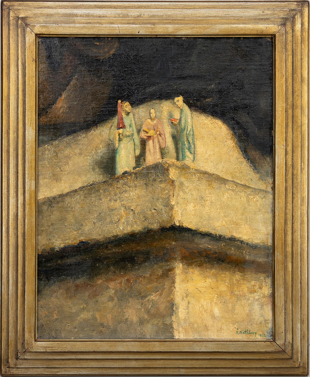 ÅKE NOTHBERG. Three Wise Men, oil on panel, signed, dated 1932.