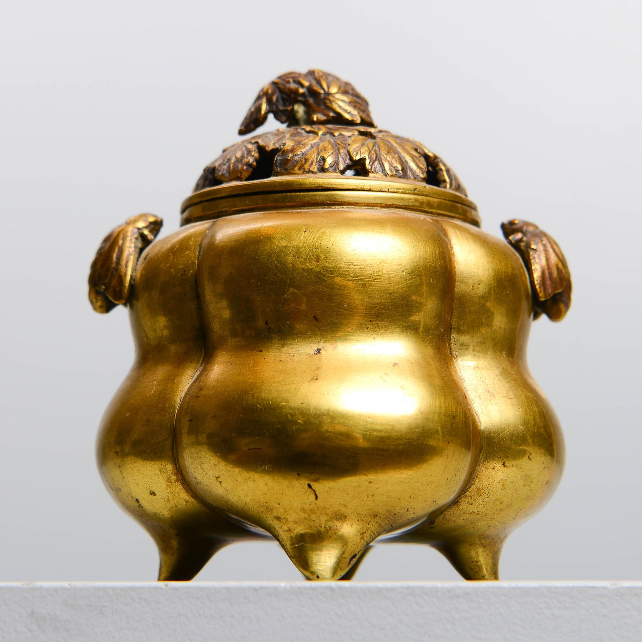 Brass incense burner, Japan.