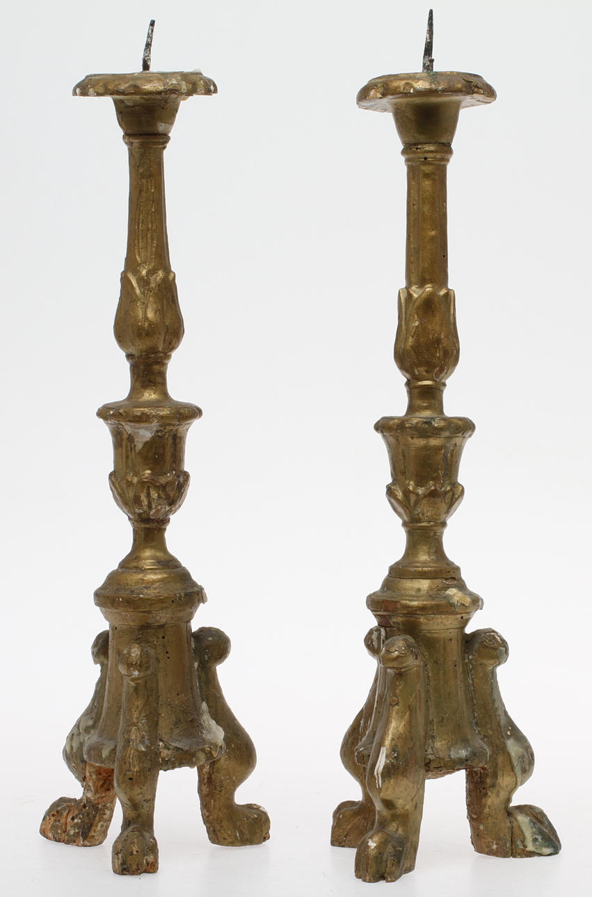 KYRKOLJUSSTAKAR, ett par, barockstil, troligen 1800-tal.