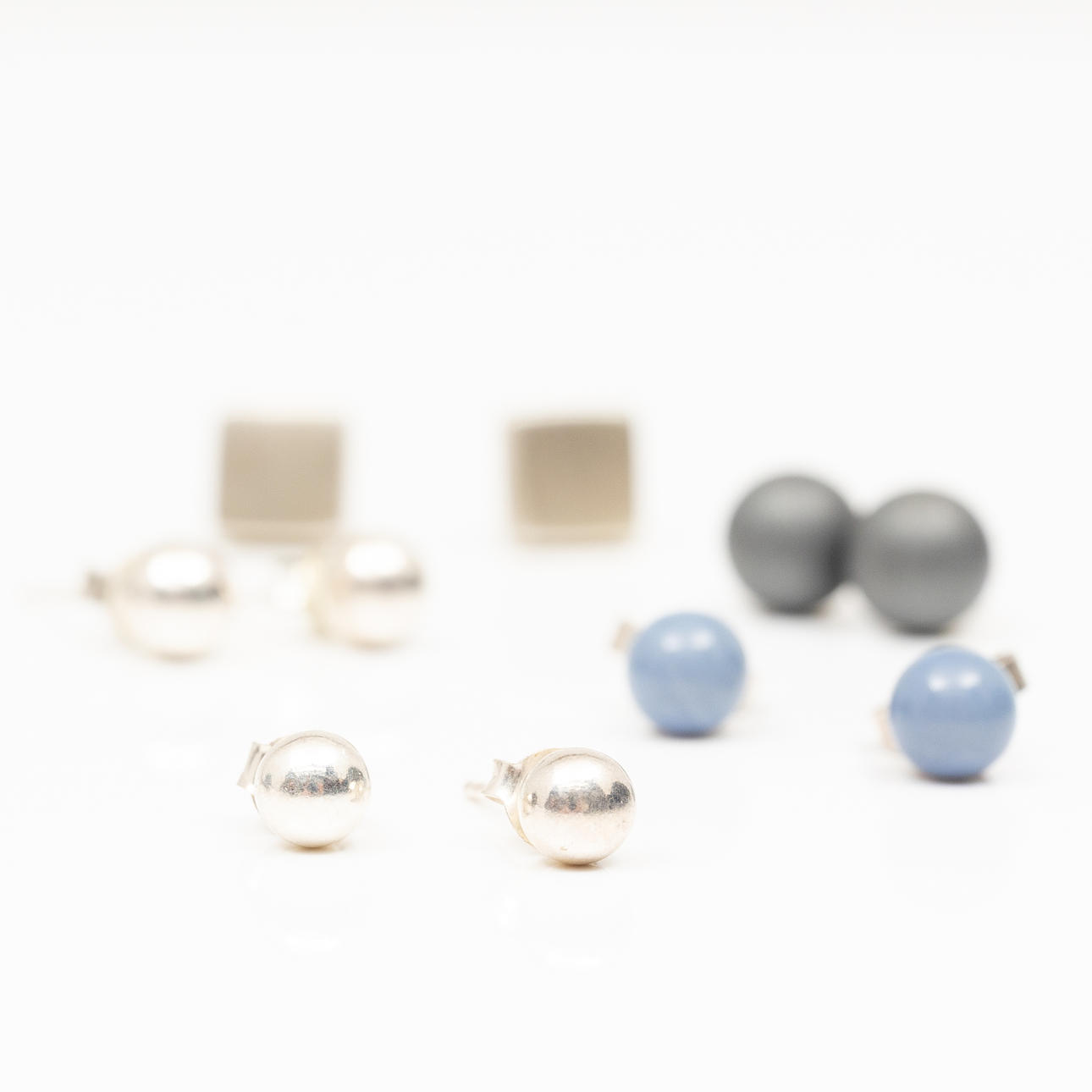 LOT EARRINGS, 5 pairs, Silver.