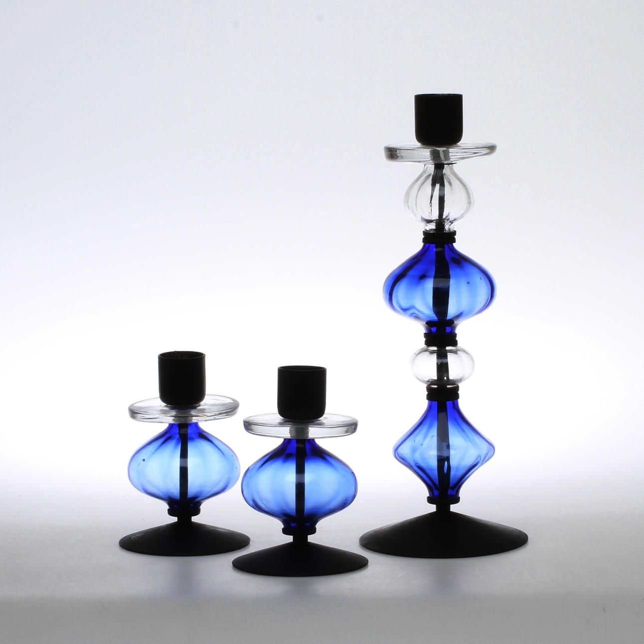LJUSSTAKAR, 3 st, glas, Erik Höglund, Boda, 1900-tal.