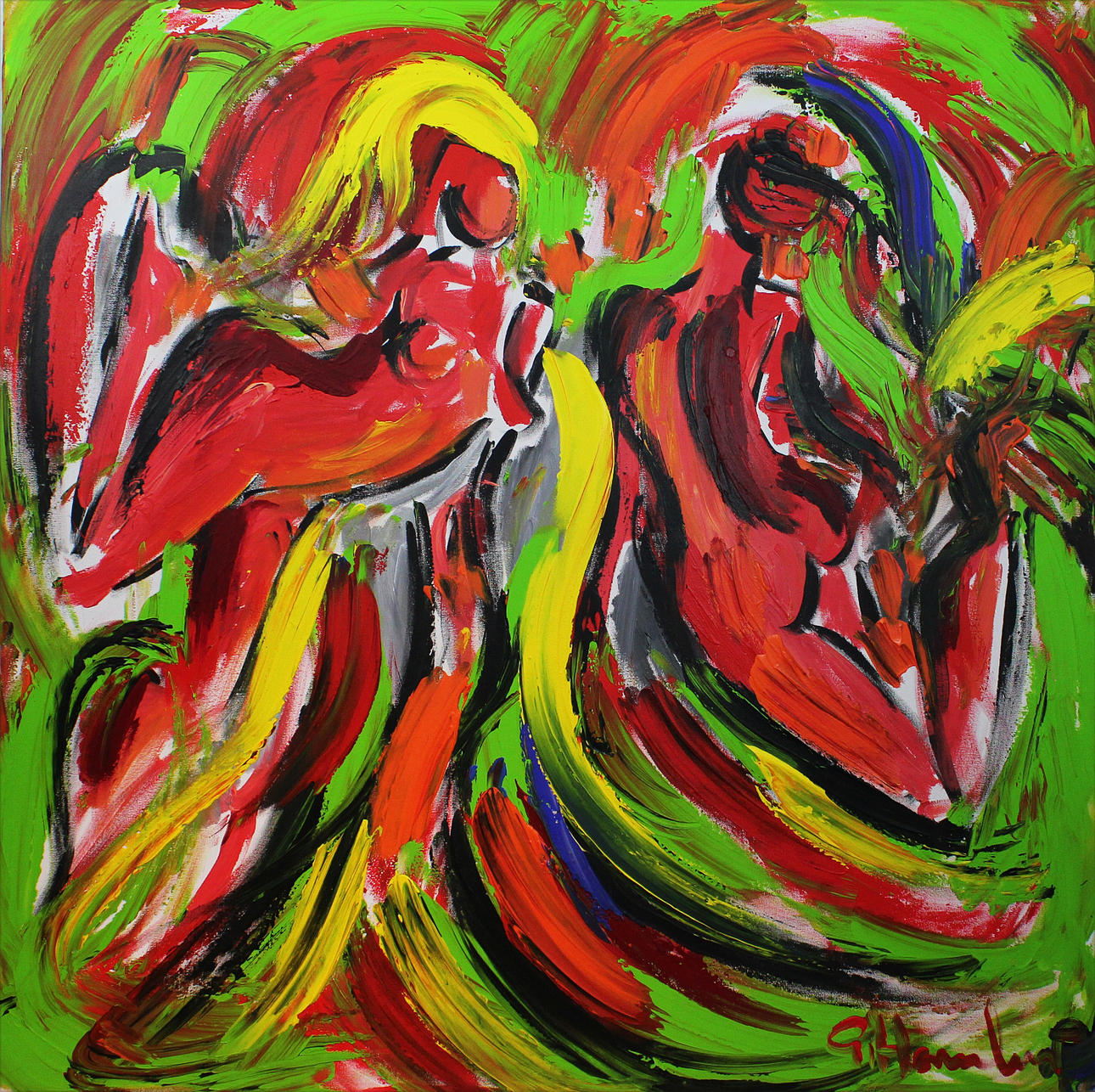 GÖRAN HAUSENKAMP. Modeller. Akryl på duk. Signerad G Hausenkamp.