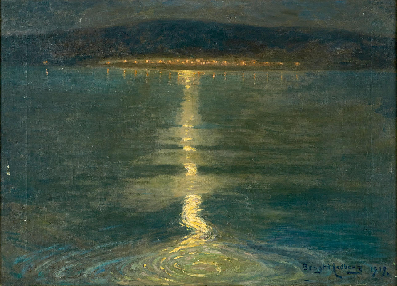 BENGT HEDBERG (1868-1953), Moonlight over Vättern - Visingsö, signed and dated Bengt Hedberg 1919, oil on canvas.