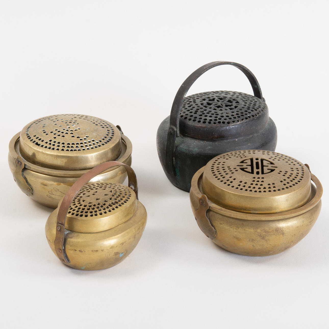 HAND WARMER (4 pcs.), brass, China, circa 1900.