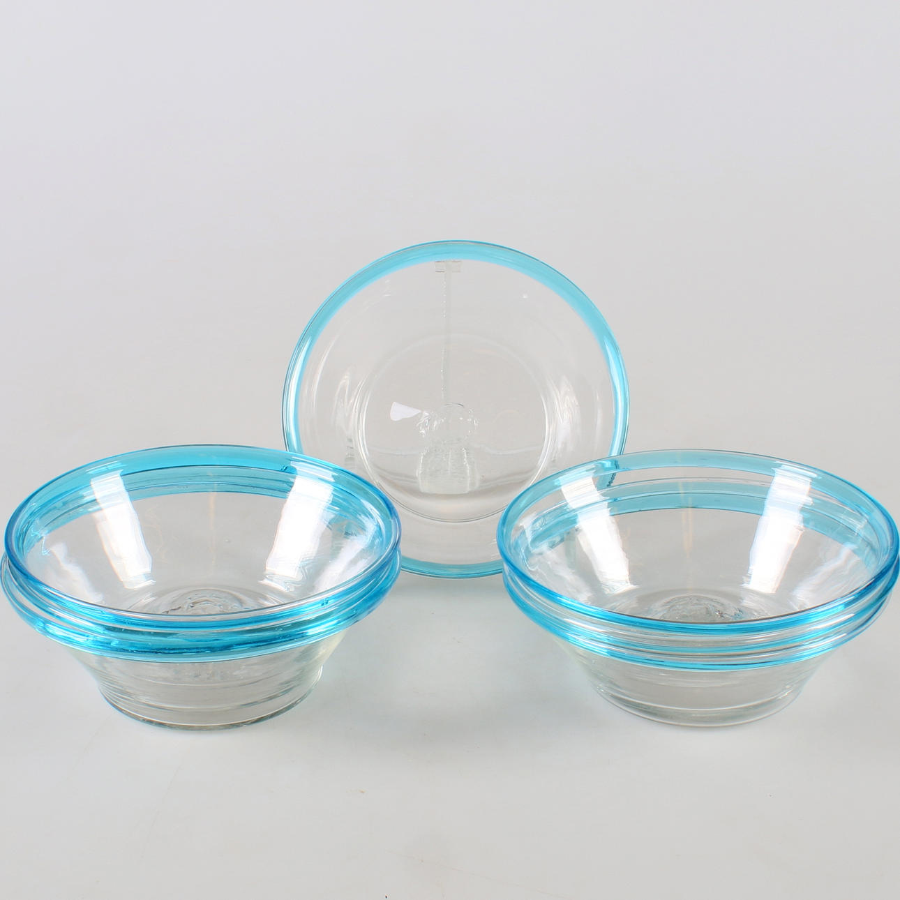 FILBUNKESKÅLAR, 7 st. Glas, 1800/1900-tal.