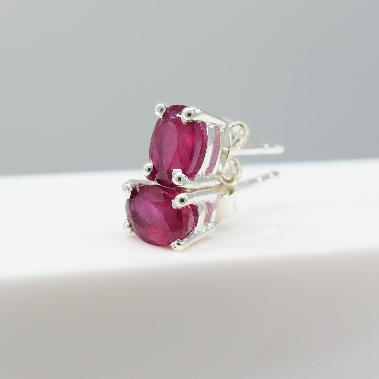 RUBY GEMSTONE studs.