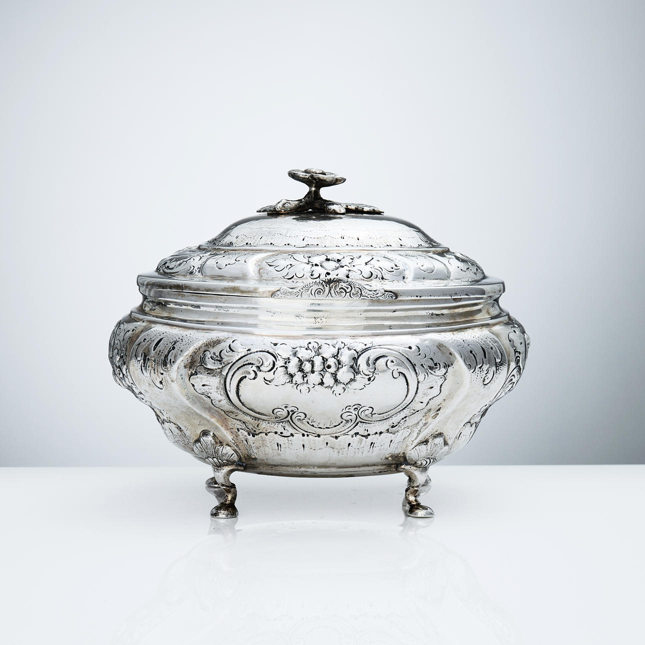 SUGAR CASKET, silver, indistinct hallmarks, likely Denmark, second half ...