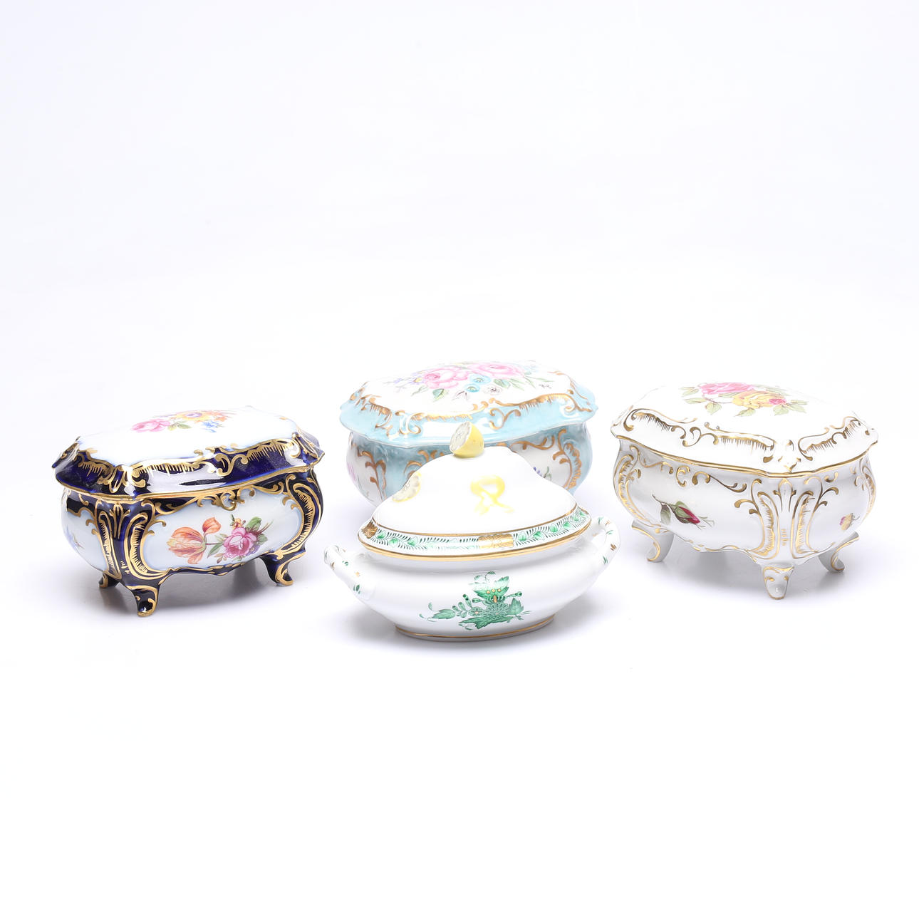 SKRIN/ASKAR, 4 st, porslin, rokokostil, bl.a. Herend.